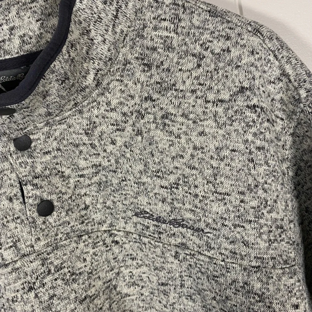 Eddie Bauer Men's Radiator Fleece Snap Mock Pullover Sweater XXL Gray Heather - Picture 4 of 13